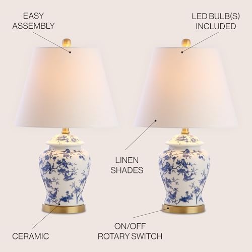 JONATHAN Y Penelope Ginger Jar 22" LED Table Lamp, Blue/White, Set of 2 - Image 3