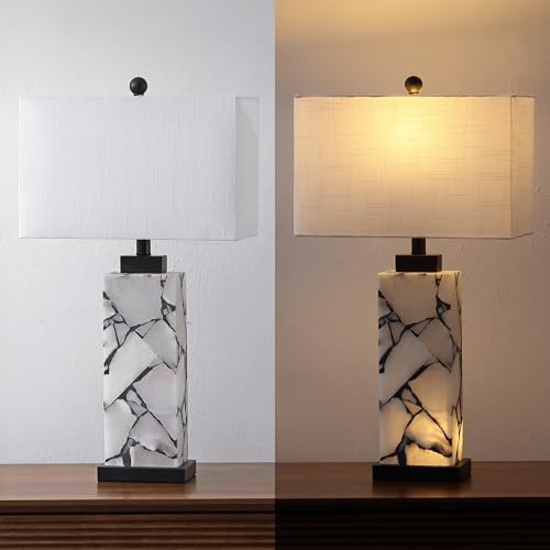 JONATHAN Y Elizabeth Alabaster Nightlight Lamp 27.5", White/Black - Image 6