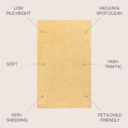 JONATHAN Y Haze Solid Low-Pile Mustard 5x8 Oval Indoor Area Rug, Coastal,Bohemian,Minimalist,Classic, Easy-Cleaning for Living Room,Bedroom,Kitchen,Pet Friendly,Non-Shedding (SEU100B-5OV) - Image 3