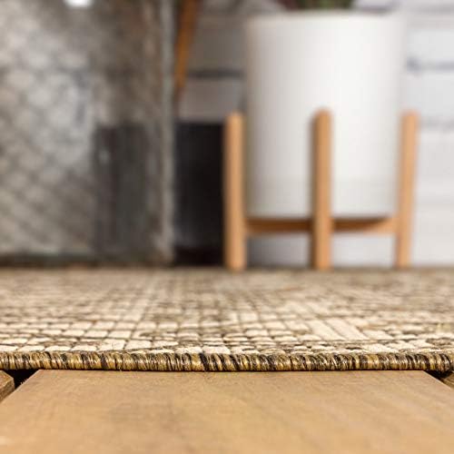 JONATHAN Y Vintage Filigree Indoor Outdoor Round Area Rug 9 Ft Beige/Brown, Madrid Textured Weave for Backyard, Patio, Porch, Easy-Cleaning, High Traffic, Pet-Friendly, Non-Shedding (SMB107B-9R) - Image 6