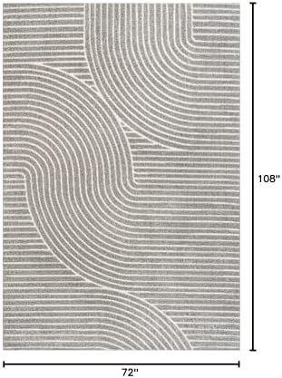 JONATHAN Y Hallie High-Low Curve Gray/Ivory Indoor/Outdoor Area Rug, 6x9, Minimalist, Pet Friendly, Non-Shedding, Stain Resistant, Hose-Washable for Backyard, Patio, Porch (SCN100A-6) - Image 2