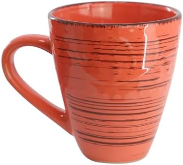 Elama Malibu Jasper 16-Piece Stoneware Embossed Pattern Reactive Glaze Orange Dinnerware Set, Tableware, Serveware Set (Jasper Orange) - Image 5