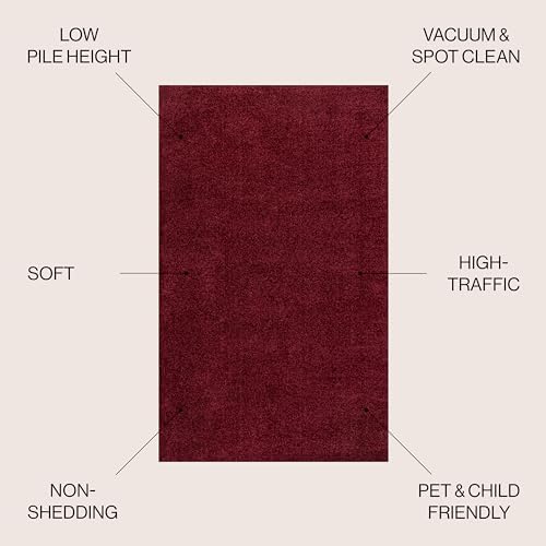 JONATHAN Y Haze Solid Low-Pile Dark Red Indoor Area Rug 4x6, Coastal,Bohemian,Minimalist,Classic, Easy-Cleaning for Living Room,Bedroom,Kitchen,Pet Friendly,Non-Shedding (SEU100Q-4) - Image 2