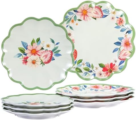 Strawberry Melamine Plates Set, Scalloped Edge Plate for Everyday Use - Image 4