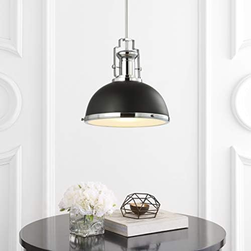 JONATHAN Y Homer Industrial Dome Pendant 13", Black/Chrome - Image 2
