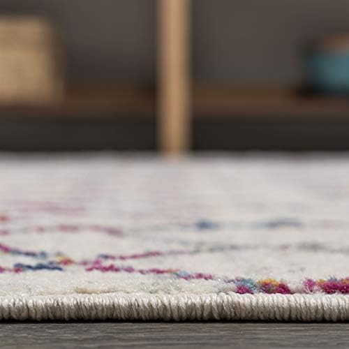 JONATHAN Y Boho Vintage Diamond Ivory/Multi Square Area Rug 5X5 ft, Moroccan Hype for Living Room, Bedroom, Kitchen, Office, Easy-Cleaning, High Traffic, Pet-Friendly, Non-Shedding (MOH101E-5SQ) - Image 6