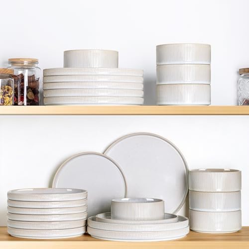 TheTerra Ceramic Dinnerware Set for 8, 24-Piece Plates and Bowls Set - Image 6