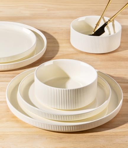 TheTerra Ceramic Dinnerware Set for 6, 18-Piece Plates and Bowls Set - Image 4