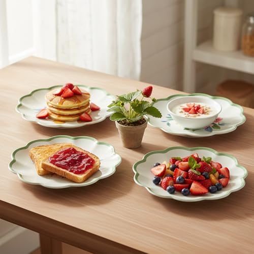 Melamine Salad Plates Set of 4, 9 Inch Strawberry Floral Dessert Plates - Image 5