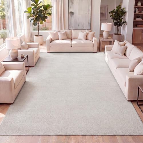 JONATHAN Y Haze Solid Low-Pile Ivory Indoor Area Rug 4x6, Coastal,Bohemian,Minimalist,Classic, Easy-Cleaning for Living Room,Bedroom,Kitchen,Pet Friendly,Non-Shedding (SEU100D-4) by JONATHANY