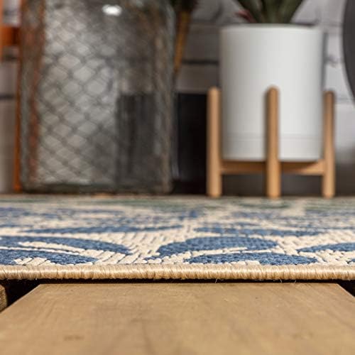 JONATHAN Y Floral Textured Weave Indoor Outdoor Area Rug 9X12 Navy/Green, Zinnia Modern for Backyard, Patio, Porch, Easy-Cleaning, High Traffic, Pet-Friendly, Non-Shedding (SMB110B-9) - Image 6