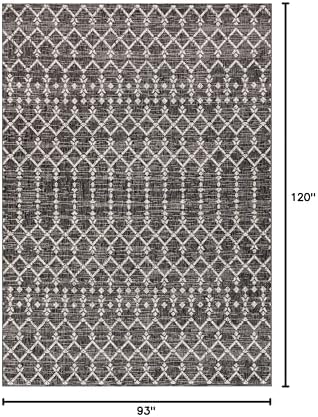JONATHAN Y Moroccan Geometric Indoor Outdoor Area Rug 8X10 Black/Gray, Ourika Textured Weave for Backyard, Patio, Porch, Easy-Cleaning, High Traffic, Pet-Friendly, Non-Shedding (SMB108F-8) - Image 2