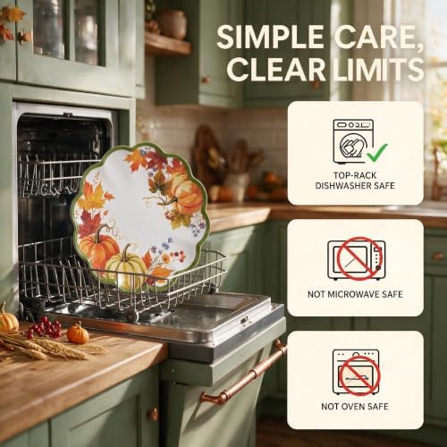 Melamine Dinner Plates, 4-Piece Pumpkin Scalloped Plates, 11 Inch - Image 5