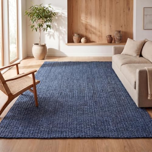 JONATHAN Y Pata Hand Woven Chunky Jute Navy Indoor Area Rug, 5x8, Bohemian, Rustic, Cottage, Easy-Cleaning for Living Room, Bedroom, Kitchen, Non-Shedding (NRF102D-5) by JONATHANY