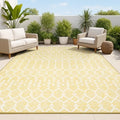 JONATHAN Y Moroccan Geometric Indoor Outdoor Area Rug 4X6 Yellow/Cream, Ourika Textured Weave for Backyard, Patio, Porch, Easy-Cleaning, High Traffic, Pet-Friendly, Non-Shedding (SMB108G-4) by JONATHANY