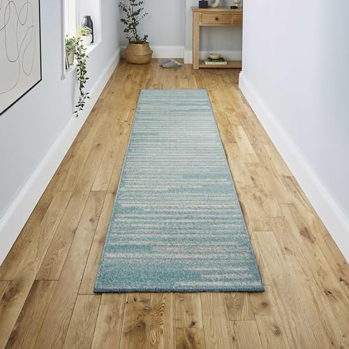 JONATHAN Y Khalil Modern Berber Stripe Turquoise/Cream Runner Rug, 2x8, Contemporary, Bohemian, Easy-Cleaning for Living Room, Bedroom, Kitchen, Pet Friendly, Non-Shedding (MOH207D-28) - Image 4
