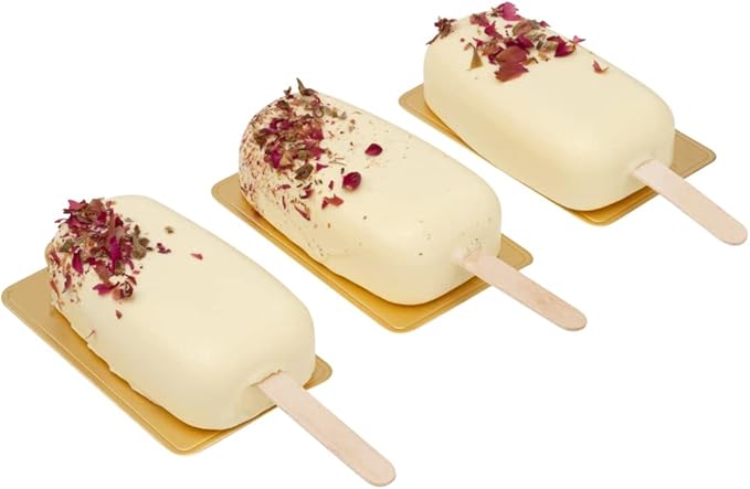 Pastry Tek 4 Cavities Popsicle Mold, 1 Round Cakesicle Mold - Flexible, Freezable, White Silicone Cake Popsicle Mold, Easy Release, For Baking - Restaurantware