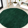JONATHAN Y Haze Solid Low-Pile Emerald 4' Round Indoor Area Rug, Coastal,Bohemian,Minimalist,Classic, Easy-Cleaning for Living Room,Bedroom,Kitchen,Pet Friendly,Non-Shedding (SEU100L-4R) by JONATHANY