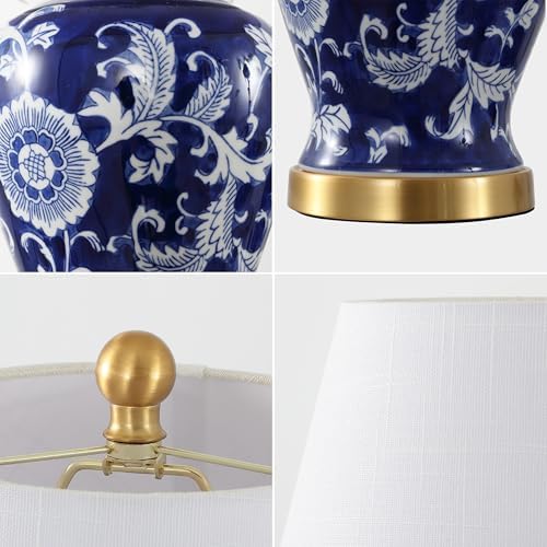JONATHAN Y Penelope Ginger Jar 22" LED Table Lamp, Navy/White - Image 6