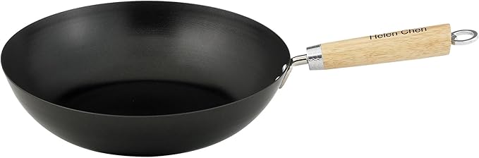 Helen's Asian Kitchen Wok, Non-Stick Xylan with Bamboo Handle, 12-Inches