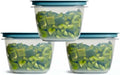 Rubber maid Storage Containers, Easy Find Lids, Teal, 7 cup, Flex & Seal, Leak Proof Lids, Food Storage Set, Clear Meal Prep Flex Containers, 3 Piece Bundle Set