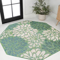 JONATHAN Y Floral Textured Weave Indoor Outdoor Octagon Area Rug 5 Ft Cream/Green, Zinnia Modern for Backyard, Patio, Porch, Easy-Cleaning, High Traffic, Pet-Friendly, Non-Shedding (SMB110D-5TGN) by JONATHANY