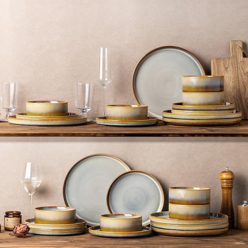 TheTerra Ceramic Dinnerware Set for 8, 24-Piece Plates and Bowls Set - Image 7