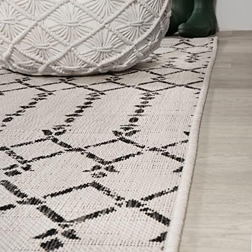 JONATHAN Y Moroccan Geometric Indoor Outdoor Runner Rug 2X10 Cream/Black, Ourika Textured Weave for Backyard, Patio, Porch, Easy-Cleaning, High Traffic, Pet-Friendly, Non-Shedding (SMB108I-210) - Image 6