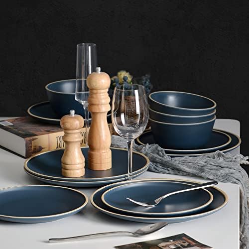 Melamine Dinnerware Sets for 4, Plates and Bowls Sets 12 Pcs, Melamine Plates, Nautical Dinnerware Sets, Modern Style,Dishwasher Safe, BPA Free, Suitable Indoor and Outdoor Use (Deep Blue) - Image 4