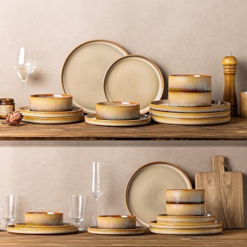 TheTerra Ceramic Dinnerware Set for 8, 24-Piece Plates and Bowls Set - Image 7