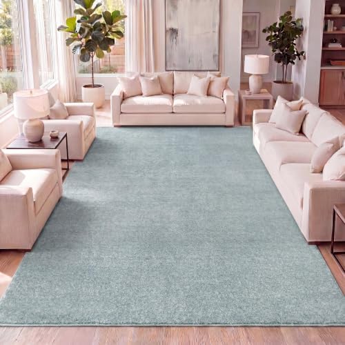 JONATHAN Y Haze Solid Low-Pile Aqua Blue Indoor Area Rug 12x15, Coastal,Bohemian,Minimalist,Classic, Easy-Cleaning for Living Room,Bedroom,Kitchen,Pet Friendly,Non-Shedding (SEU100S-15) by JONATHANY