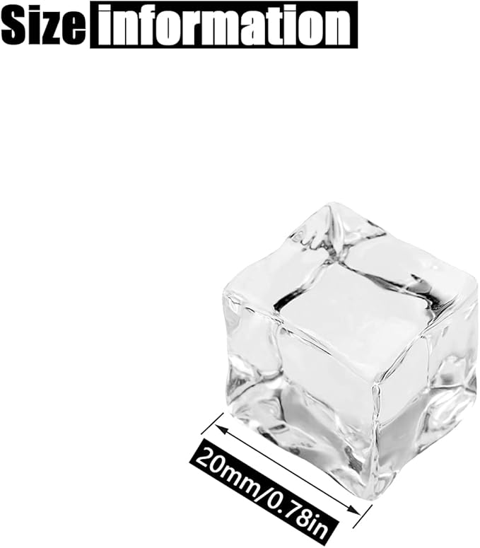 Fake Ice Cubes, 50 PCS 0.8" Fake Ice, Artificial Acrylic Crystal Diamonds for Vase Fillers, 20 mm Plastic Ice Cubes for Party, Wedding