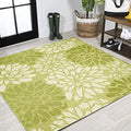 JONATHAN Y Floral Textured Weave Indoor Outdoor Square Area Rug 5X5 Green/Cream, Zinnia Modern for Backyard, Patio, Porch, Easy-Cleaning, High Traffic, Pet-Friendly, Non-Shedding (SMB110H-5SQ) by JONATHANY