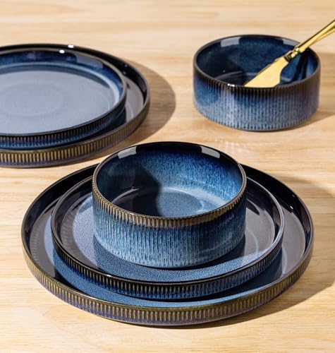 TheTerra Ceramic Dinnerware Set for 4, 12-Piece Plates and Bowls Set - Image 5