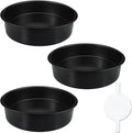 8 Inch Round Cake Pan Set of 3, Non-stick Carbon Steel Baking Pans with 100 Pcs Pre-Cut Parchment Paper, Durable Layer Cake Pans for Birthday/Christmas, Dishwasher Safe