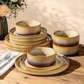TheTerra Ceramic Dinnerware Set for 4, 12-Piece Plates and Bowls Set by TheTerra