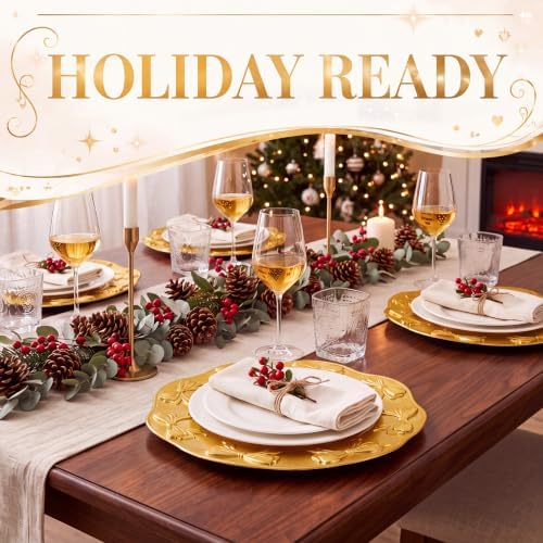 Havawish 8 Pcs 13 Inch Gold Bow Charger Plates - Image 6