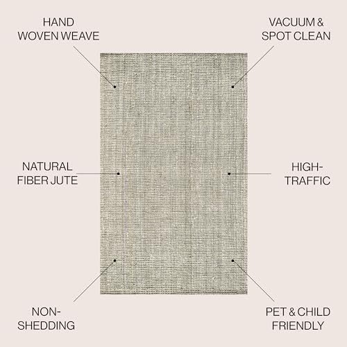 JONATHAN Y Pata Hand Woven Chunky Jute Gray Indoor Area Rug, 6x9, Bohemian, Rustic, Cottage, Easy-Cleaning for Living Room, Bedroom, Kitchen, Non-Shedding (NRF102C-6) - Image 2