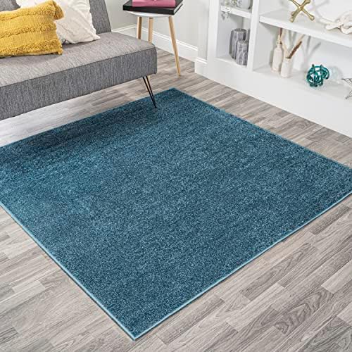 JONATHAN Y Haze Solid Low-Pile Turquoise 9x9 Square Indoor Area Rug, Coastal,Bohemian,Minimalist,Classic, Easy-Cleaning for Living Room,Bedroom,Kitchen,Pet Friendly,Non-Shedding (SEU100H-9SQ) by JONATHANY