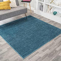 JONATHAN Y Haze Solid Low-Pile Turquoise 5x5 Square Indoor Area Rug, Coastal,Bohemian,Minimalist,Classic, Easy-Cleaning for Living Room,Bedroom,Kitchen,Pet Friendly,Non-Shedding (SEU100H-5SQ) by JONATHANY