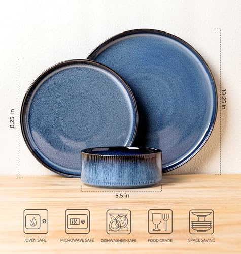 TheTerra Ceramic Dinnerware Set for 4, 12-Piece Plates and Bowls Set - Image 2