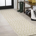 JONATHAN Y Moroccan Geometric Indoor Outdoor Runner Rug 2X10 Cream/Green, Ourika Textured Weave for Backyard, Patio, Porch, Easy-Cleaning, High Traffic, Pet-Friendly, Non-Shedding (SMB108M-210) by JONATHANY