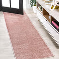JONATHAN Y Haze Solid Low-Pile Pink Runner Rug 2x8, Coastal,Bohemian,Minimalist,Classic, Easy-Cleaning for Living Room,Bedroom,Kitchen,Pet Friendly,Non-Shedding (SEU100P-28) by JONATHANY