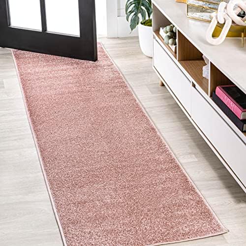 JONATHAN Y Haze Solid Low-Pile Pink Runner Rug 2x8, Coastal,Bohemian,Minimalist,Classic, Easy-Cleaning for Living Room,Bedroom,Kitchen,Pet Friendly,Non-Shedding (SEU100P-28) by JONATHANY