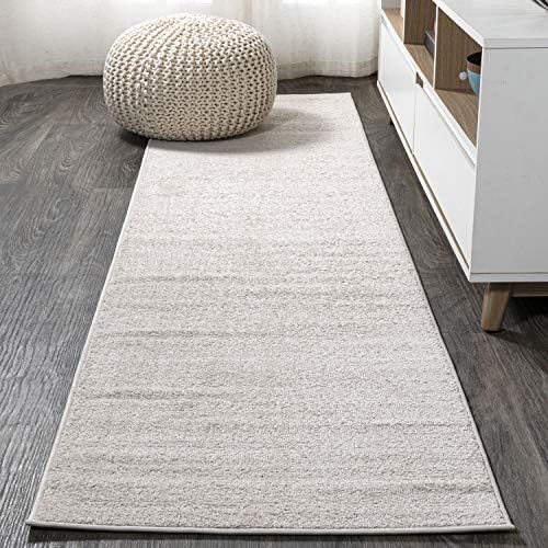 JONATHAN Y Haze Solid Low-Pile Ivory Runner Rug 2x8, Coastal,Bohemian,Minimalist,Classic, Easy-Cleaning for Living Room,Bedroom,Kitchen,Pet Friendly,Non-Shedding (SEU100D-28) by JONATHANY
