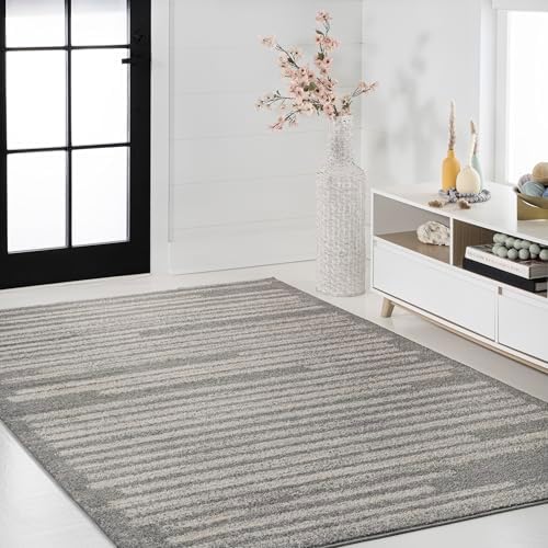 JONATHAN Y Khalil Modern Berber Stripe Gray/Cream Indoor Area Rug, 3x5, Contemporary, Bohemian, Easy-Cleaning for Living Room, Bedroom, Kitchen, Pet Friendly, Non-Shedding (MOH207G-3) - Image 5