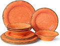 LEHAHA 12 Piece Crackle Lightweight Melamine Dinnerware Sets-Service for 4 by LEHAHA