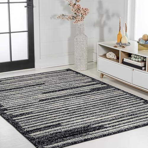 JONATHAN Y Khalil Modern Berber Stripe Black/Cream Indoor Area Rug, 8x10, Contemporary, Bohemian, Easy-Cleaning for Living Room, Bedroom, Kitchen, Pet Friendly, Non-Shedding (MOH207F-8) - Image 5