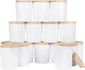 Thick Candle Jars for Making Candles 16 Pcs, 7 OZ Empty Jars with Wood Lids for Candle Making, Sample Container, Light White