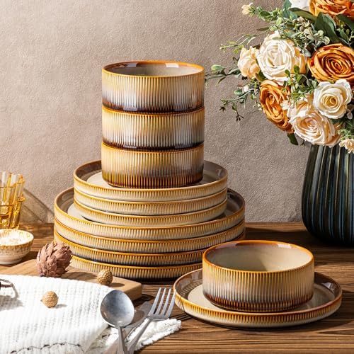 TheTerra Ceramic Dinnerware Set for 8, 24-Piece Plates and Bowls Set - Image 5